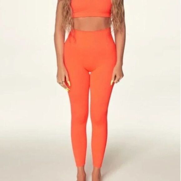 NEW Good American Neon Ribbed High Waist Leggings Size 1/2 Small - Picture 1 of 7
